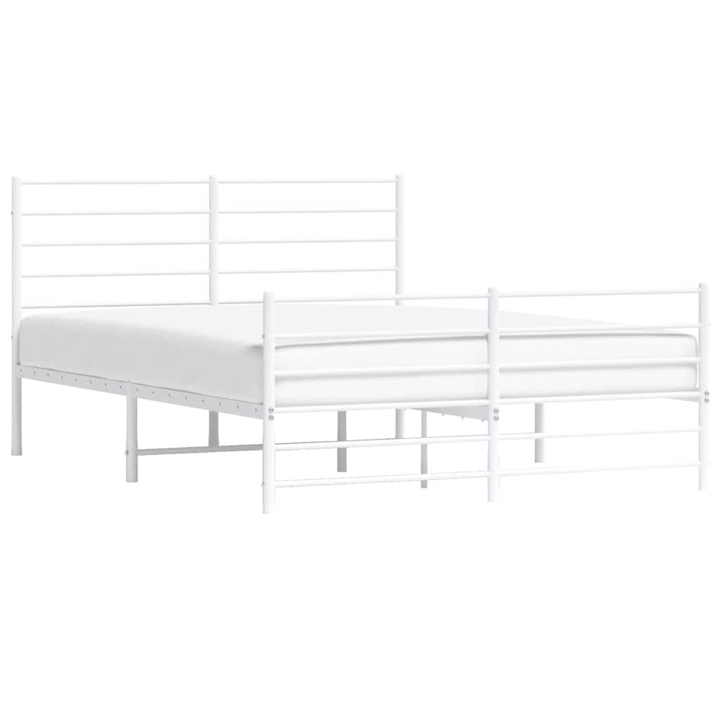 Metal Bed Frame without Mattress with Footboard White 120x190cm