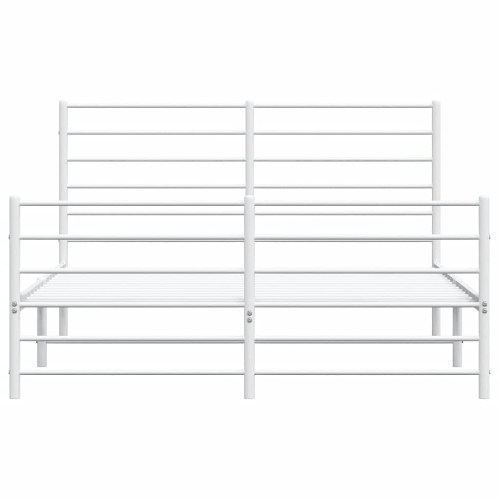 Metal Bed Frame without Mattress with Footboard White 120x190cm
