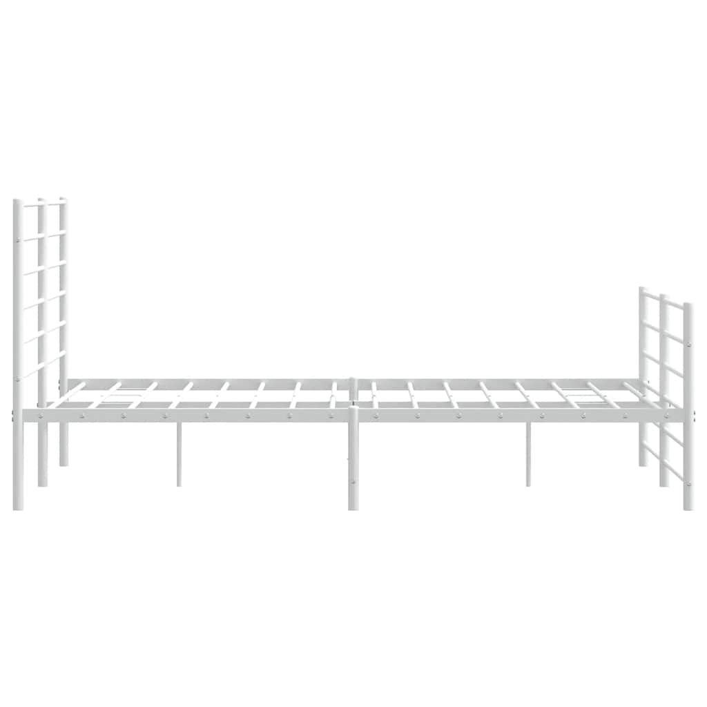 Metal Bed Frame without Mattress with Footboard White 120x190cm