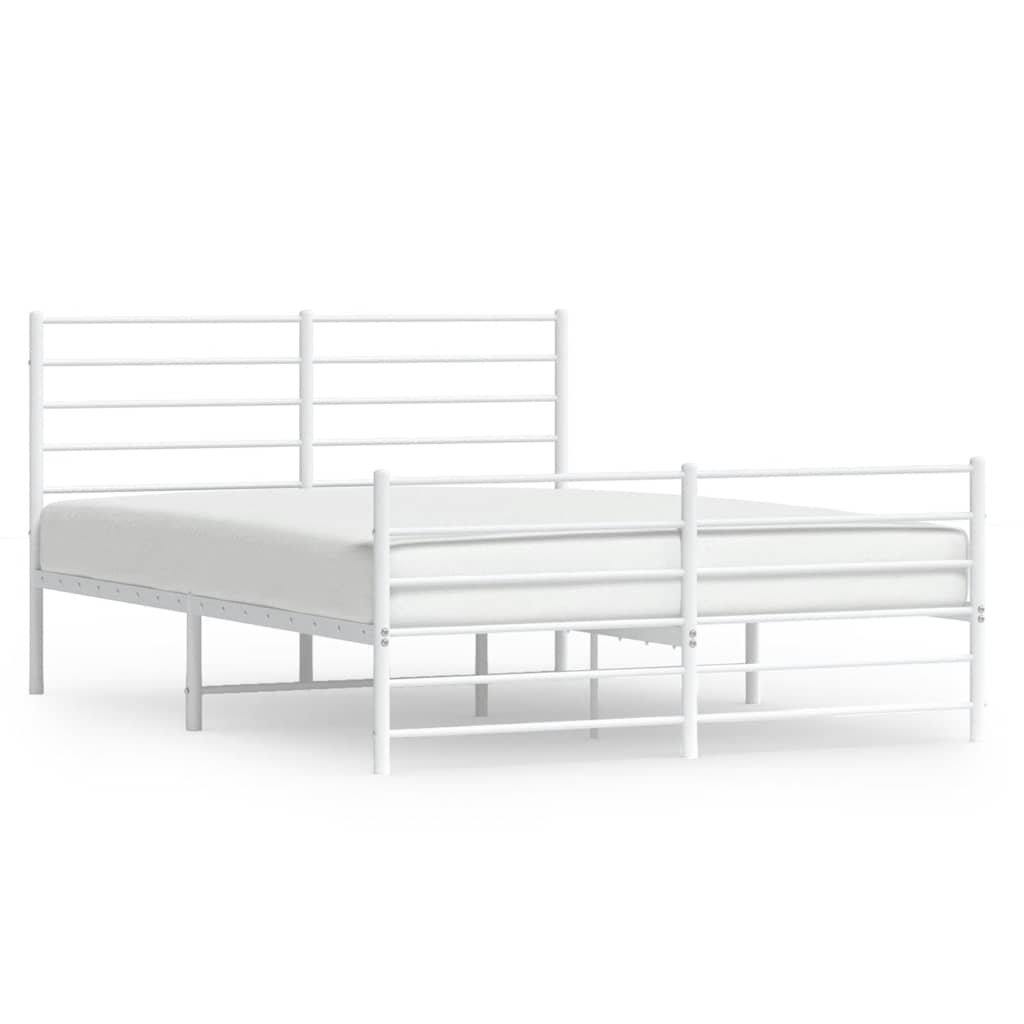 Metal Bed Frame without Mattress with Footboard White 120x200cm