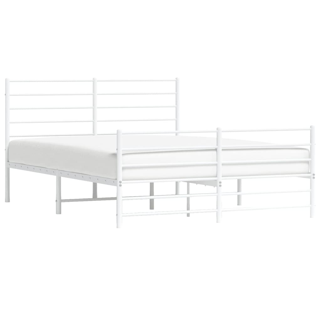 Metal Bed Frame without Mattress with Footboard White 120x200cm