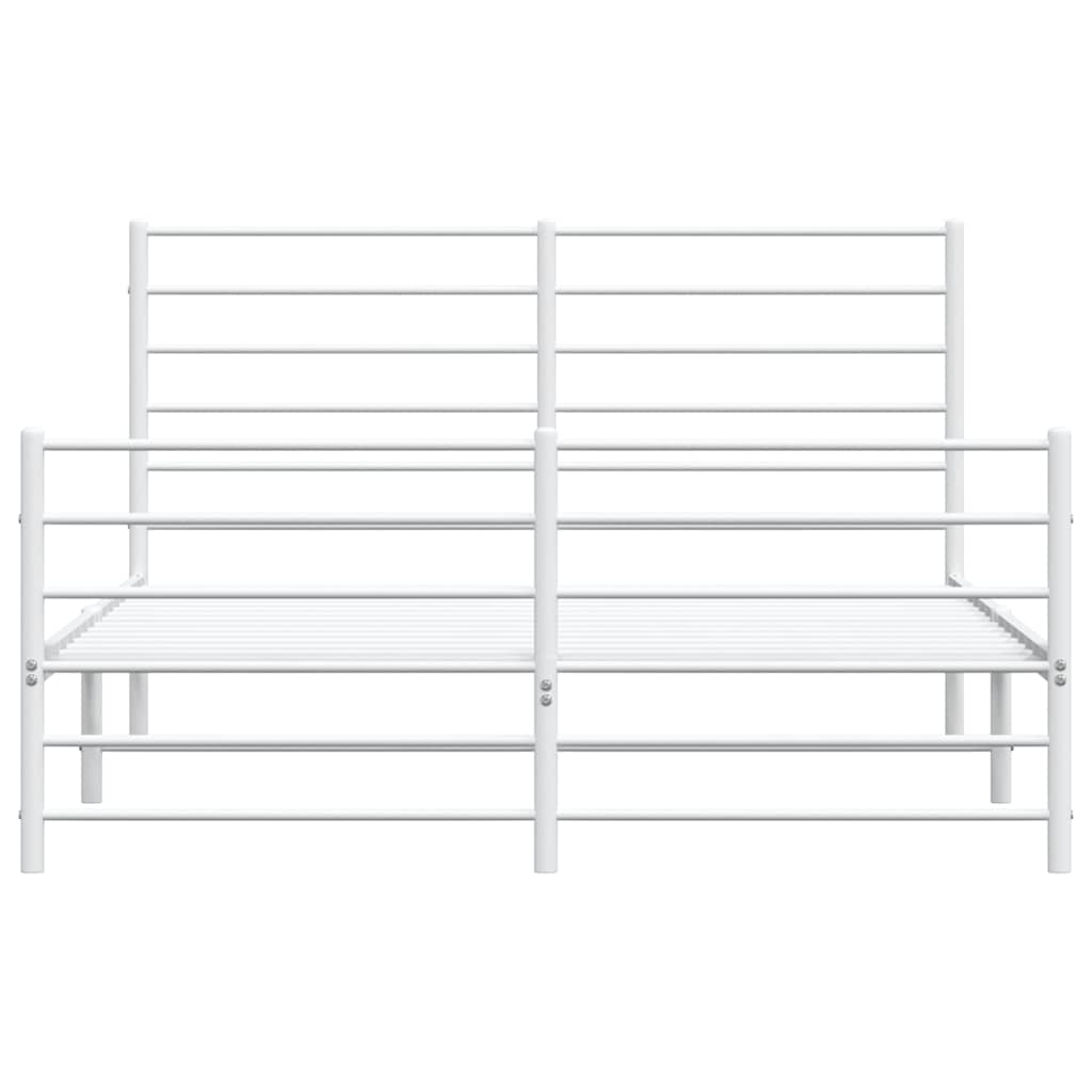 Metal Bed Frame without Mattress with Footboard White 120x200cm