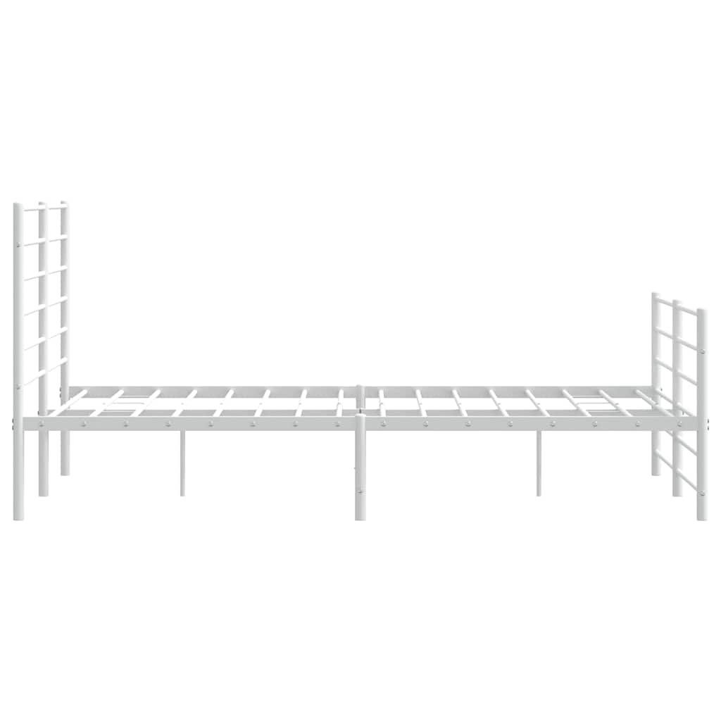Metal Bed Frame without Mattress with Footboard White 120x200cm