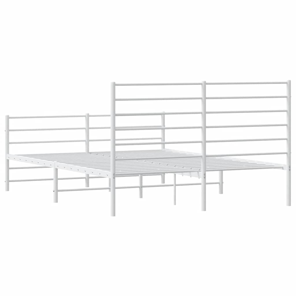 Metal Bed Frame without Mattress with Footboard White 120x200cm