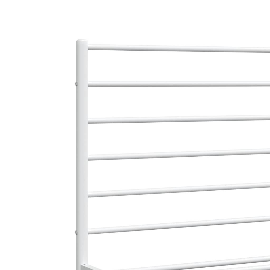 Metal Bed Frame without Mattress with Footboard White 120x200cm