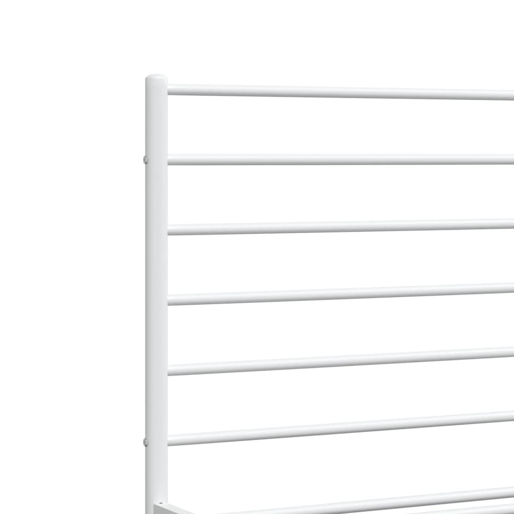 Metal Bed Frame without Mattress with Footboard White 160x200cm