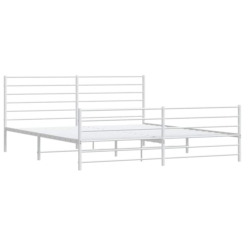 Metal Bed Frame without Mattress with Footboard White 180x200cm