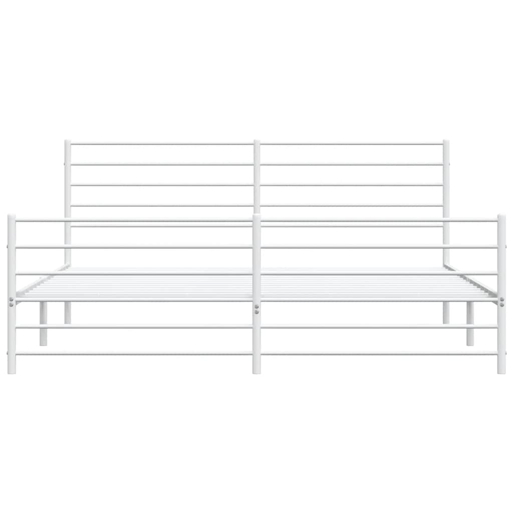 Metal Bed Frame without Mattress with Footboard White 180x200cm