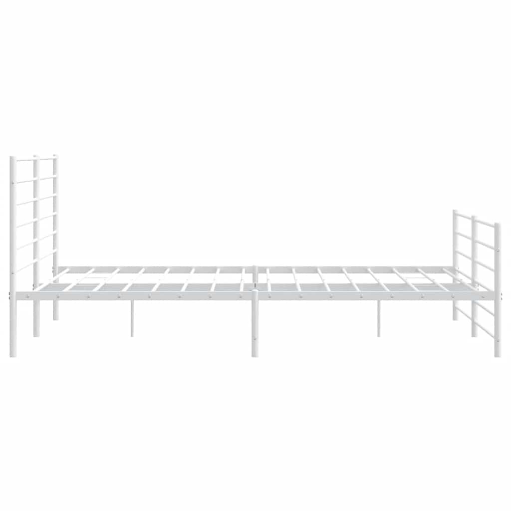 Metal Bed Frame without Mattress with Footboard White 180x200cm