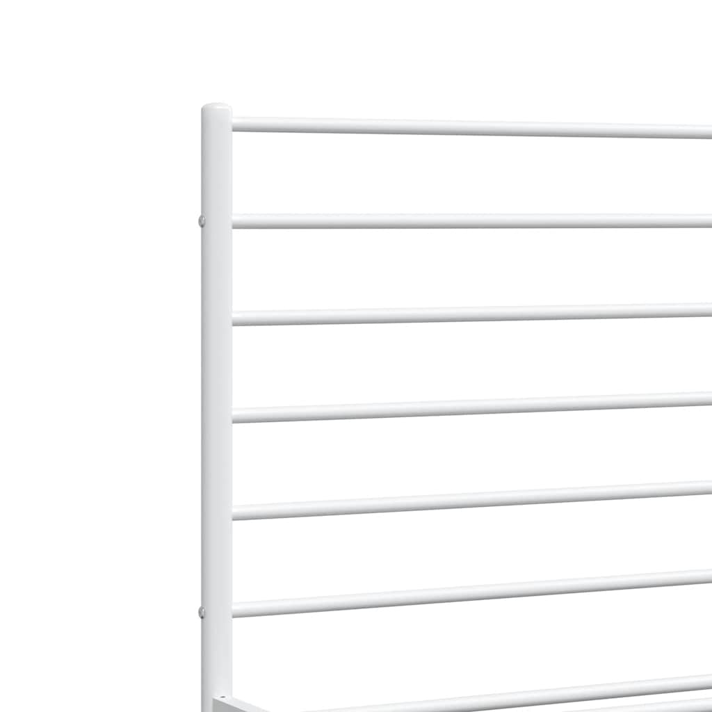 Metal Bed Frame without Mattress with Footboard White 180x200cm