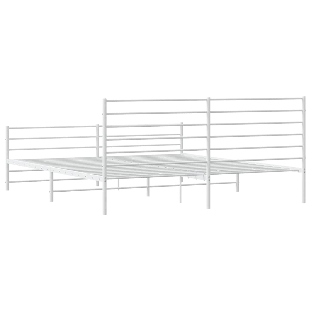 Metal Bed Frame without Mattress with Footboard White 183x213cm