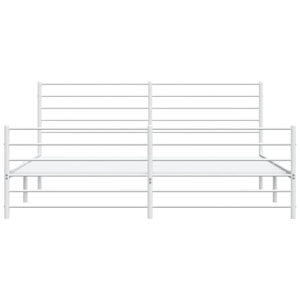 Metal Bed Frame without Mattress with Footboard White 193x203cm