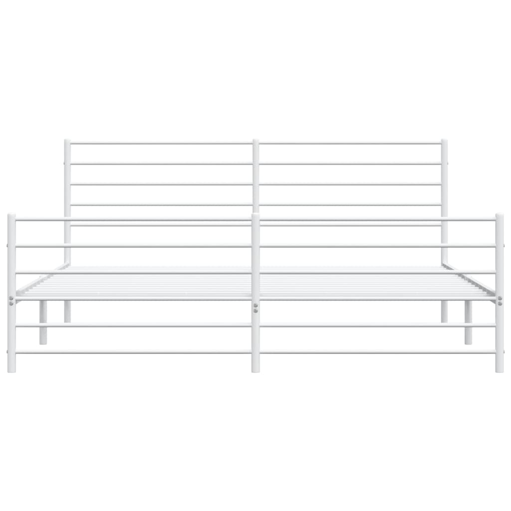 Metal Bed Frame without Mattress with Footboard White 200x200cm