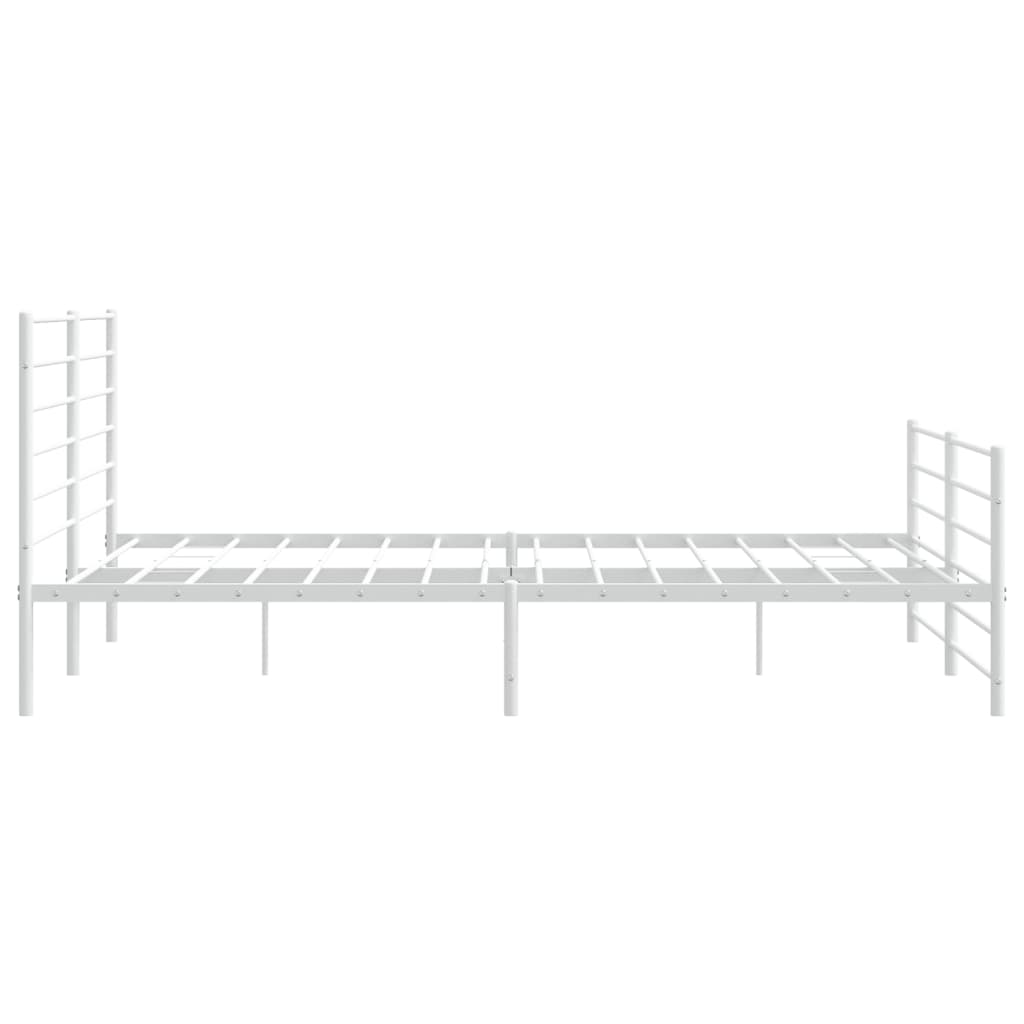 Metal Bed Frame without Mattress with Footboard White 200x200cm