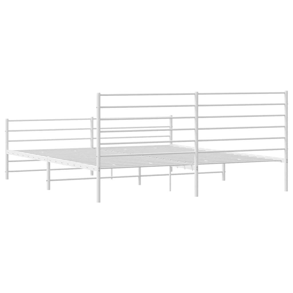 Metal Bed Frame without Mattress with Footboard White 200x200cm