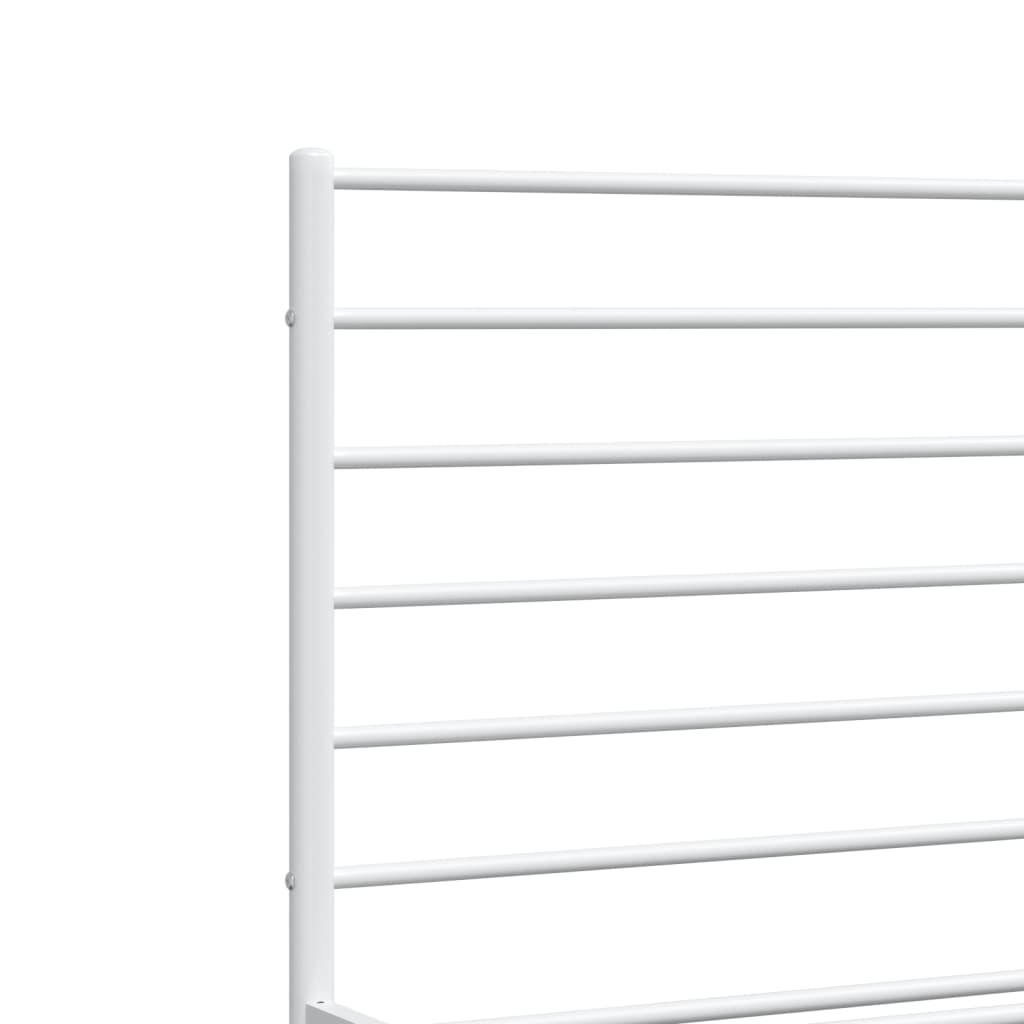Metal Bed Frame without Mattress with Footboard White 200x200cm