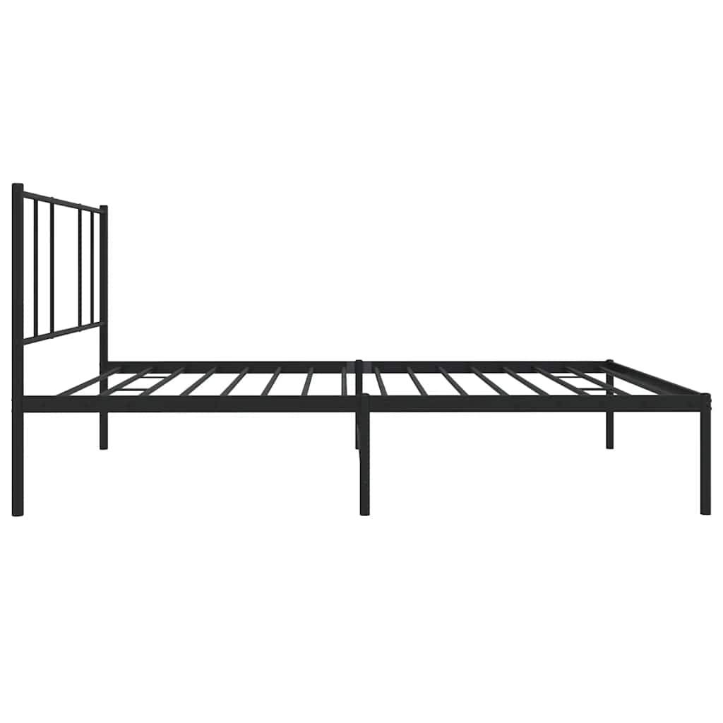 Metal Bed Frame without Mattress with Headboard Black 75x190cm