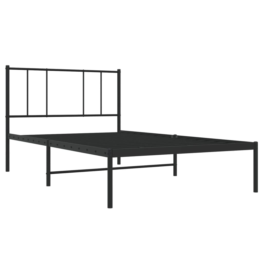 Metal Bed Frame without Mattress with Headboard Black 80x200cm