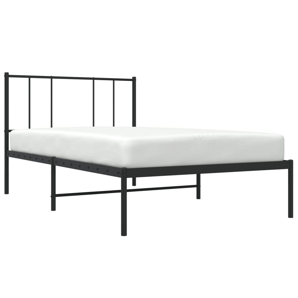 Metal Bed Frame without Mattress with Headboard Black 80x200cm