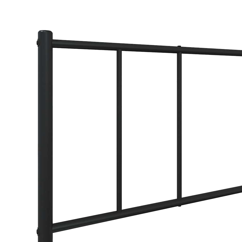 Metal Bed Frame without Mattress with Headboard Black 80x200cm