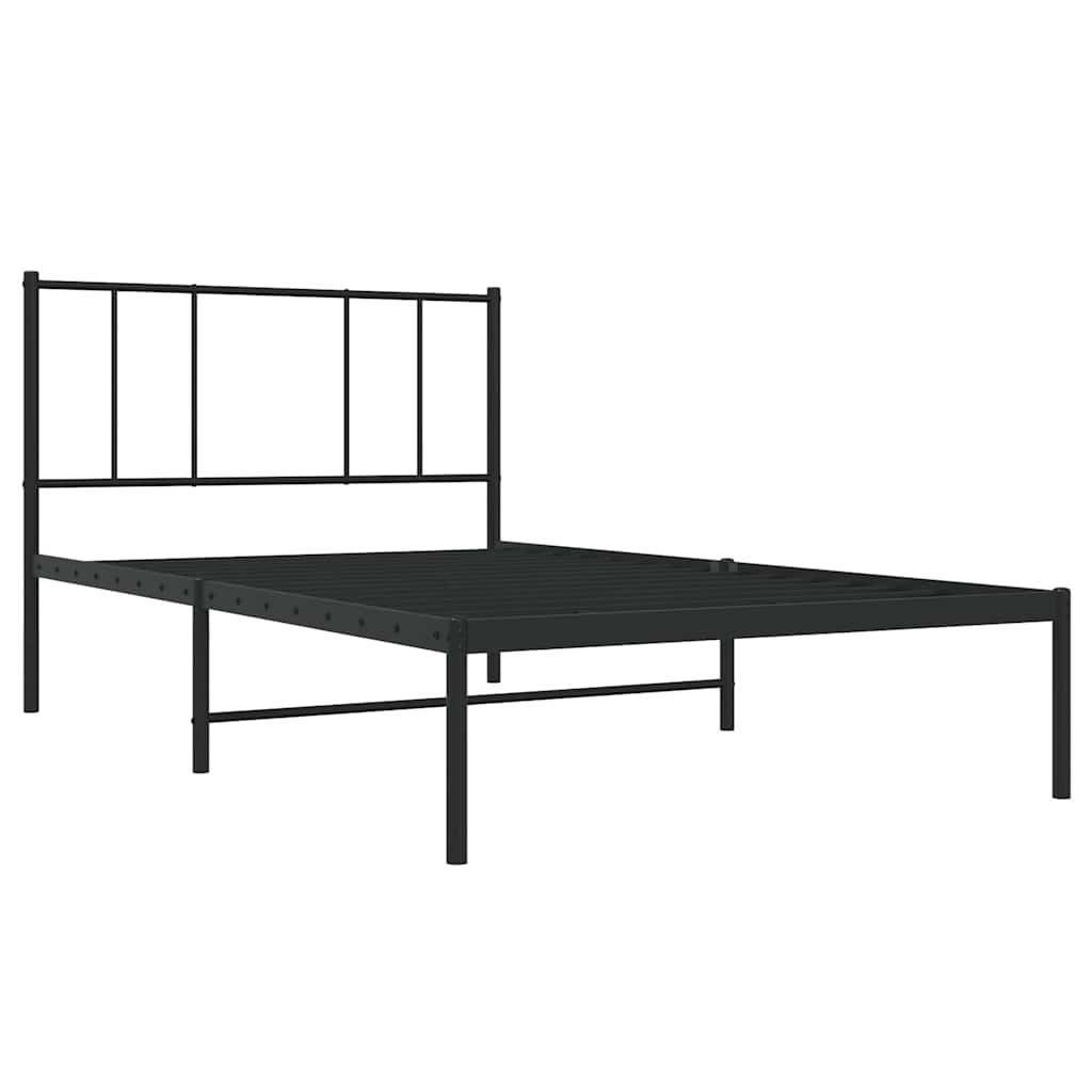 Metal Bed Frame without Mattress with Headboard Black 90x190cm