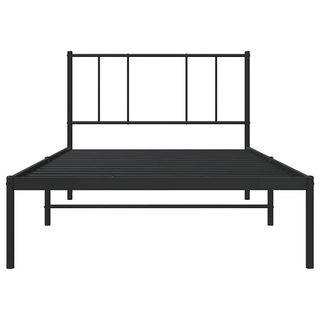 Metal Bed Frame without Mattress with Headboard Black 90x190cm
