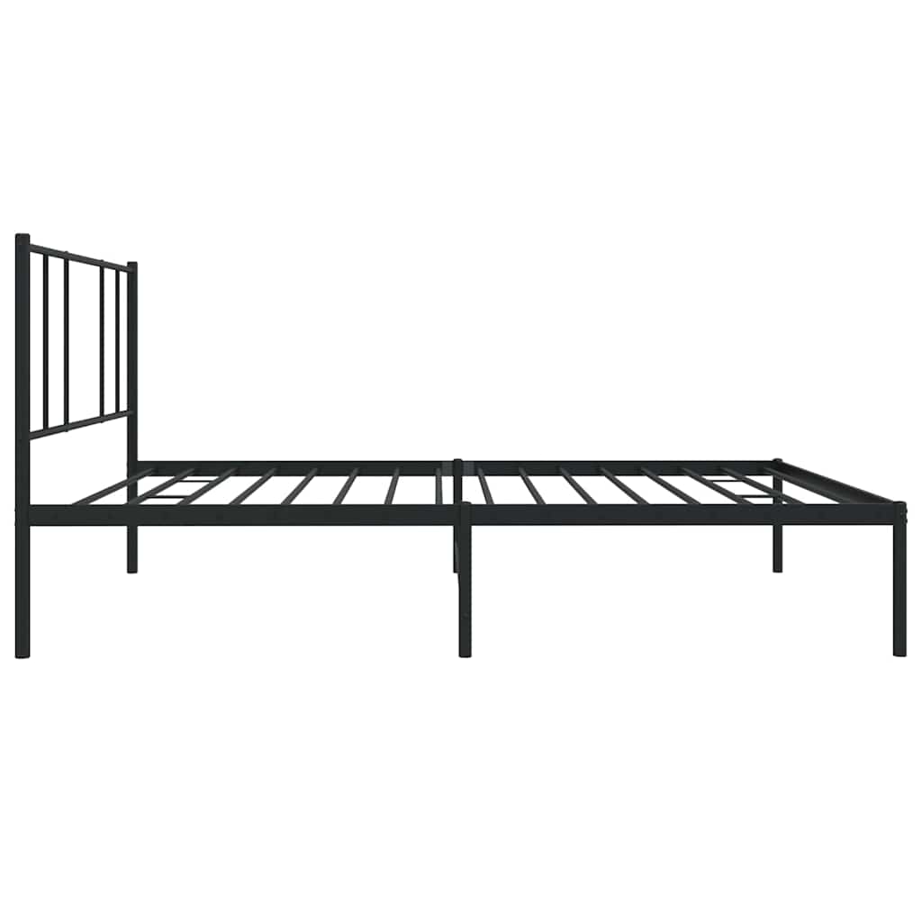 Metal Bed Frame without Mattress with Headboard Black 90x190cm