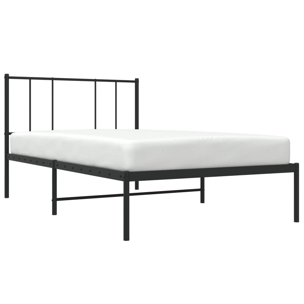 Metal Bed Frame without Mattress with Headboard Black 90x200cm