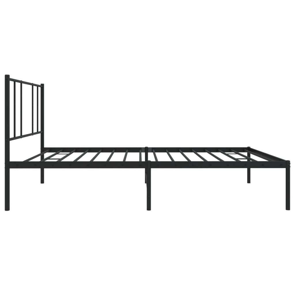 Metal Bed Frame without Mattress with Headboard Black 90x200cm