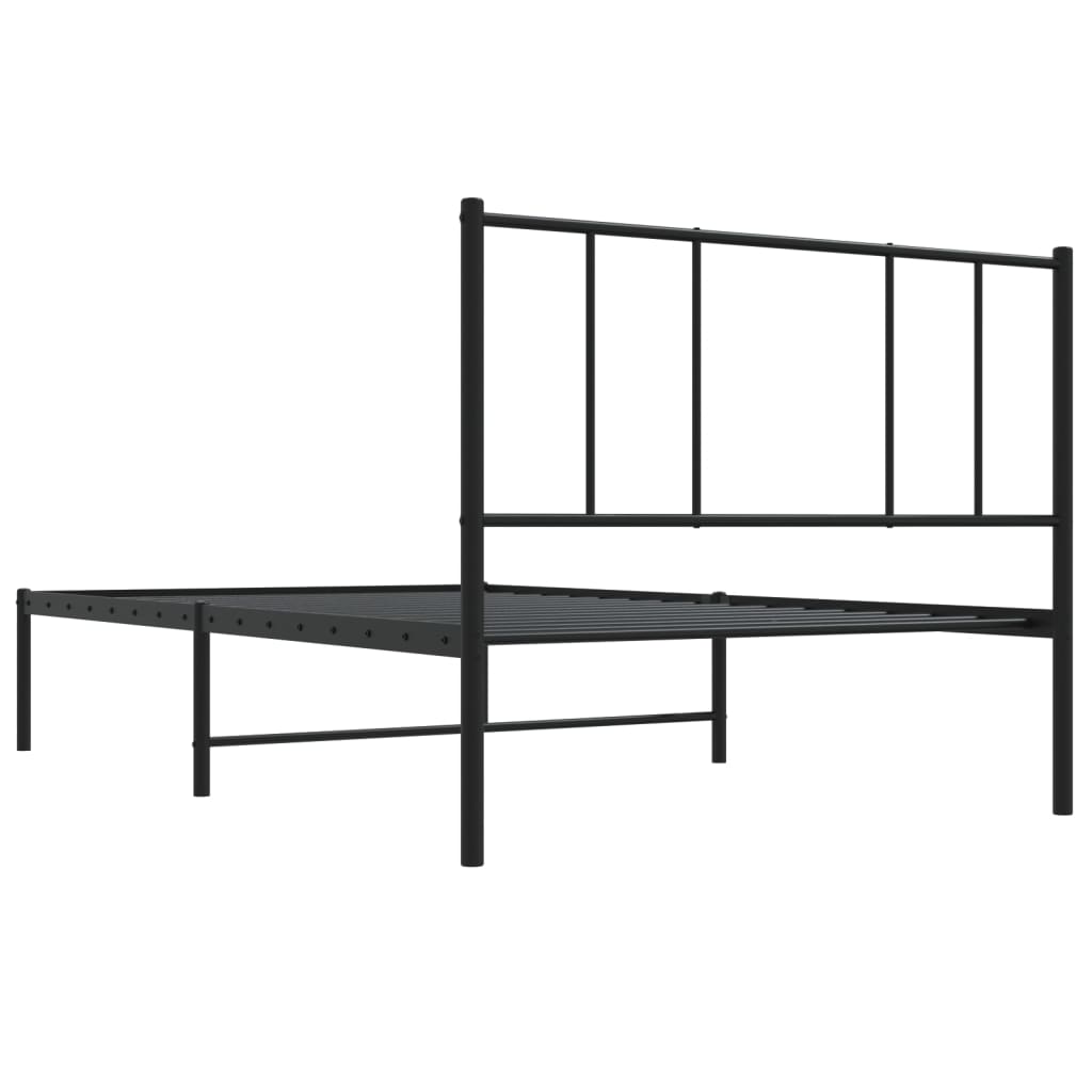 Metal Bed Frame without Mattress with Headboard Black 90x200cm