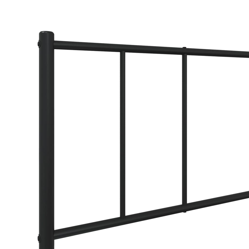 Metal Bed Frame without Mattress with Headboard Black 90x200cm