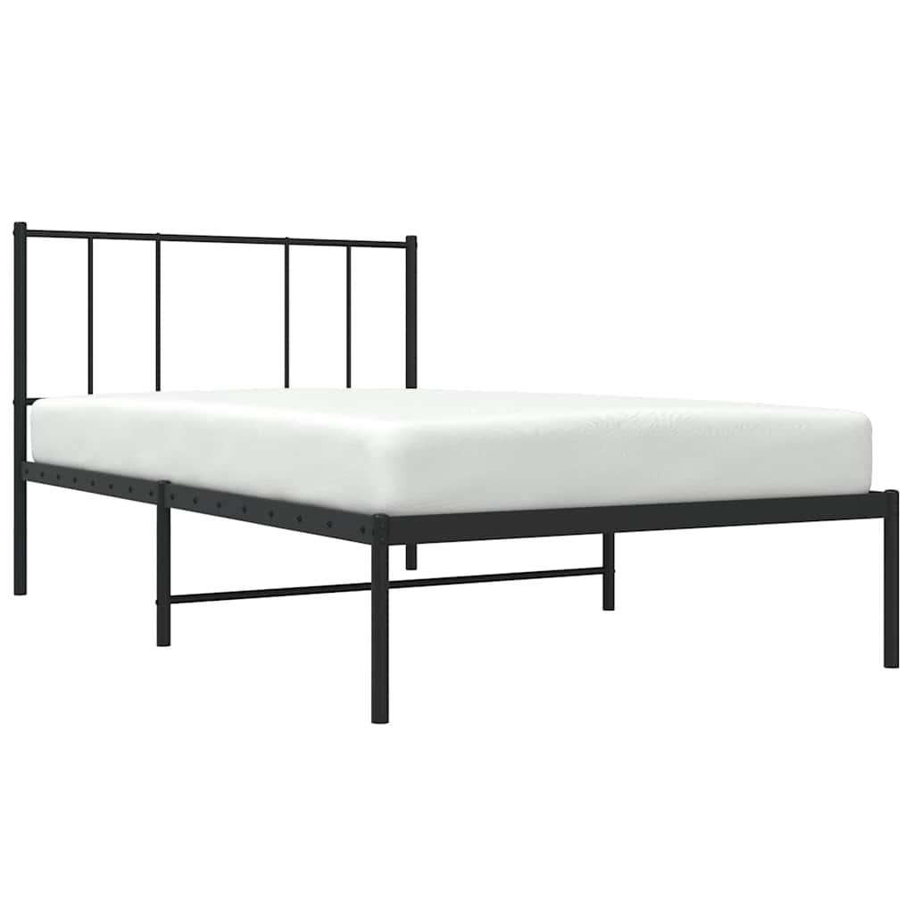 Metal Bed Frame without Mattress with Headboard Black 100x190cm