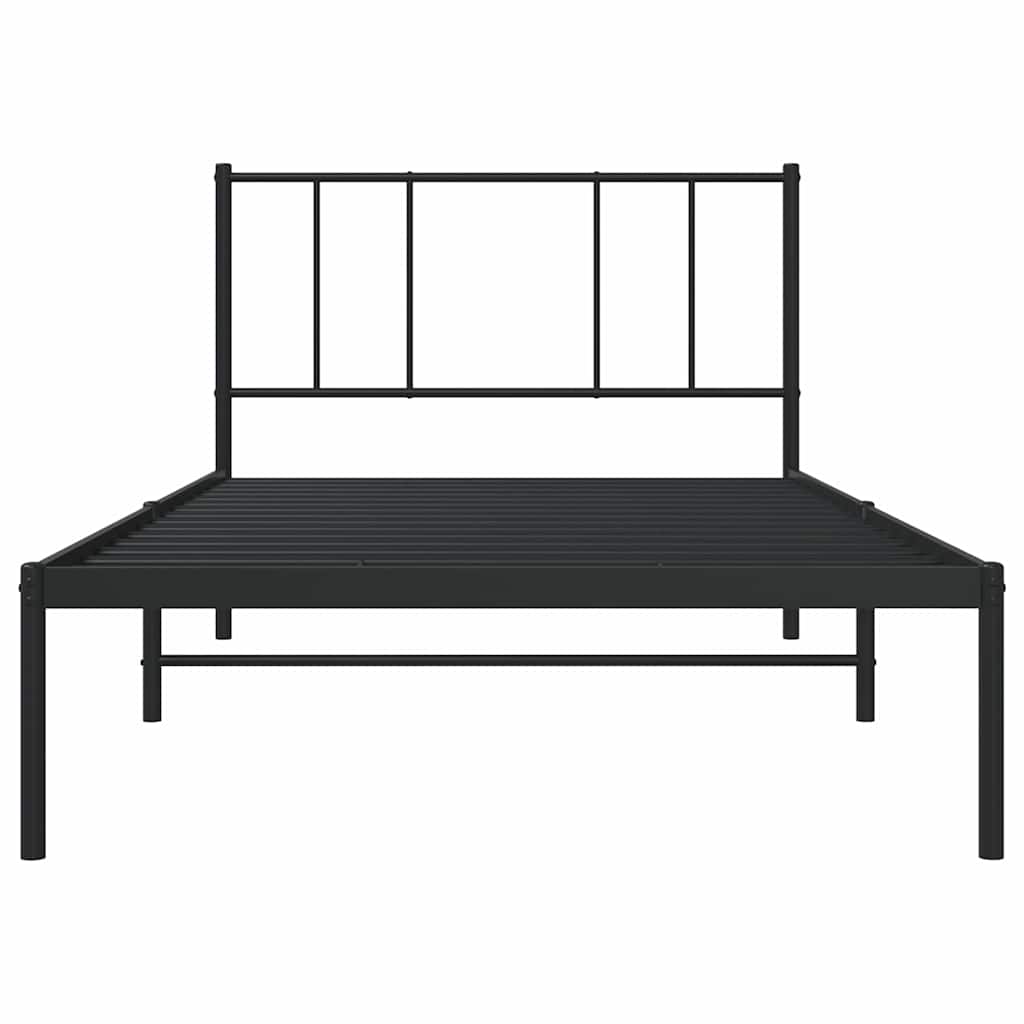 Metal Bed Frame without Mattress with Headboard Black 100x190cm