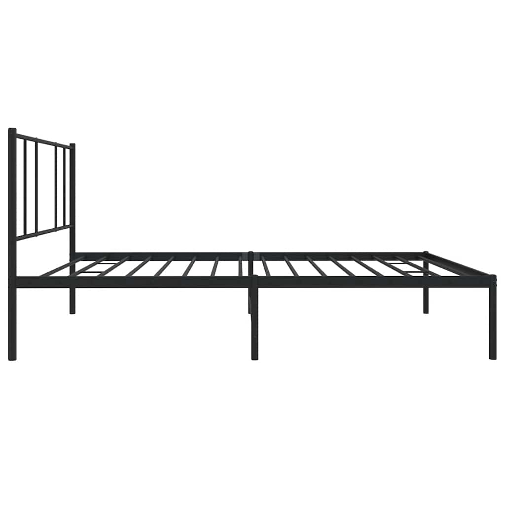 Metal Bed Frame without Mattress with Headboard Black 100x190cm