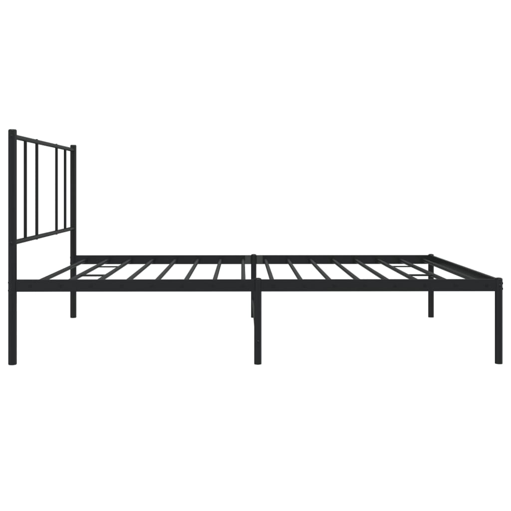 Metal Bed Frame without Mattress with Headboard Black 107x203cm