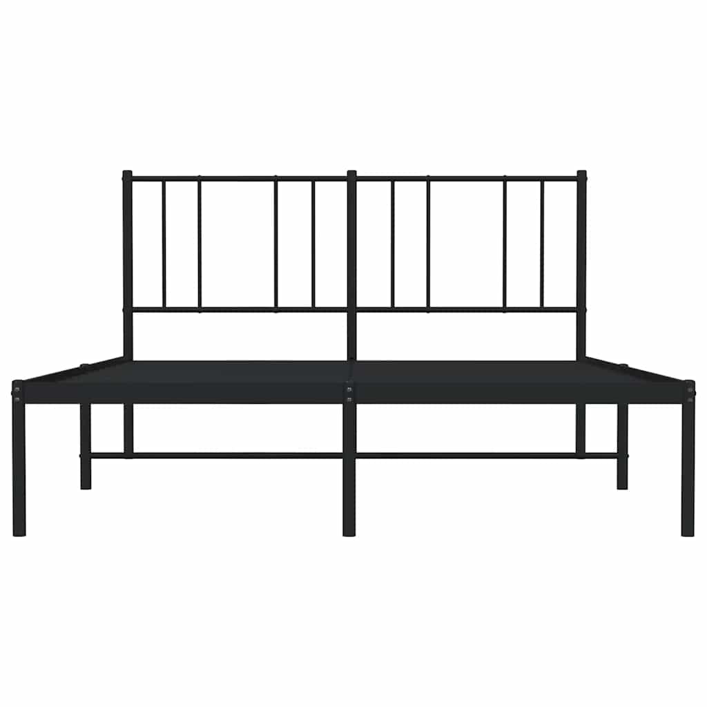 Metal Bed Frame without Mattress with Headboard Black 120x190cm