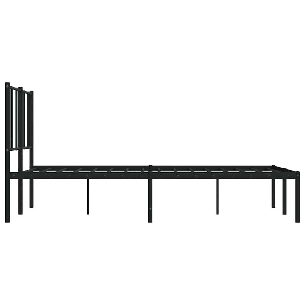 Metal Bed Frame without Mattress with Headboard Black 120x190cm