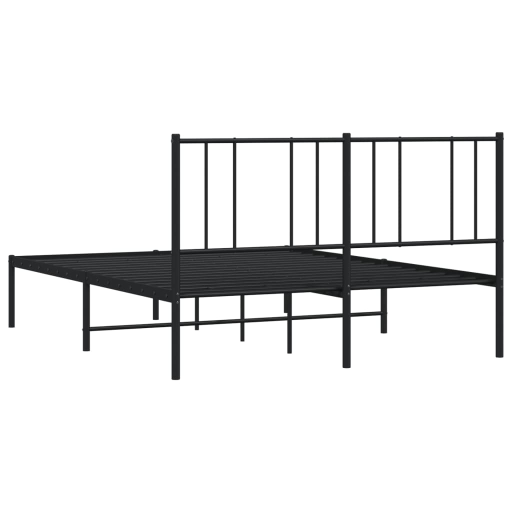 Metal Bed Frame without Mattress with Headboard Black 120x190cm