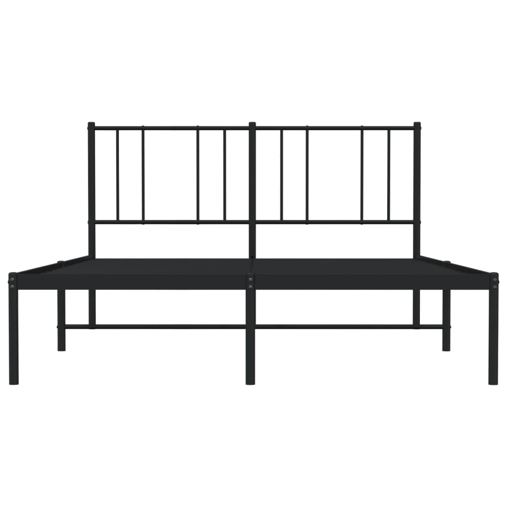 Metal Bed Frame without Mattress with Headboard Black 120x200cm