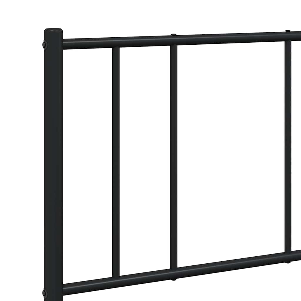 Metal Bed Frame without Mattress with Headboard Black 135x190cm