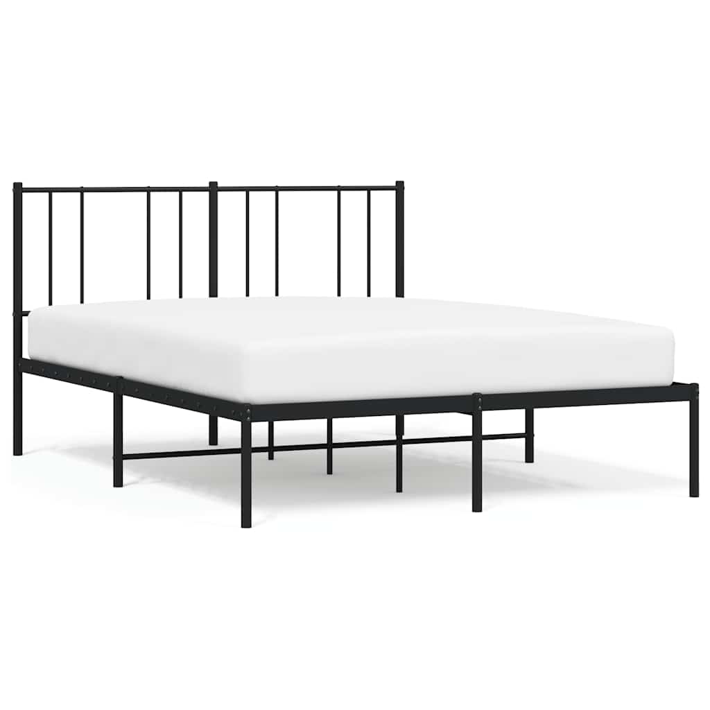 Metal Bed Frame without Mattress with Headboard Black 140x190cm