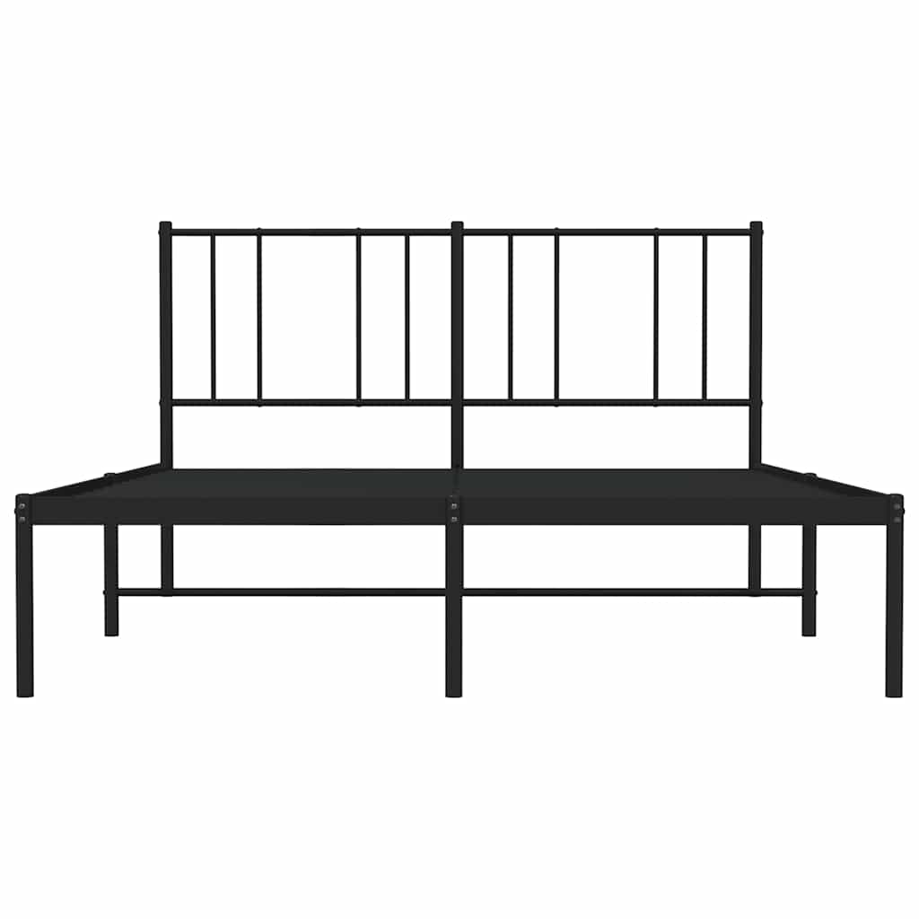 Metal Bed Frame without Mattress with Headboard Black 140x190cm