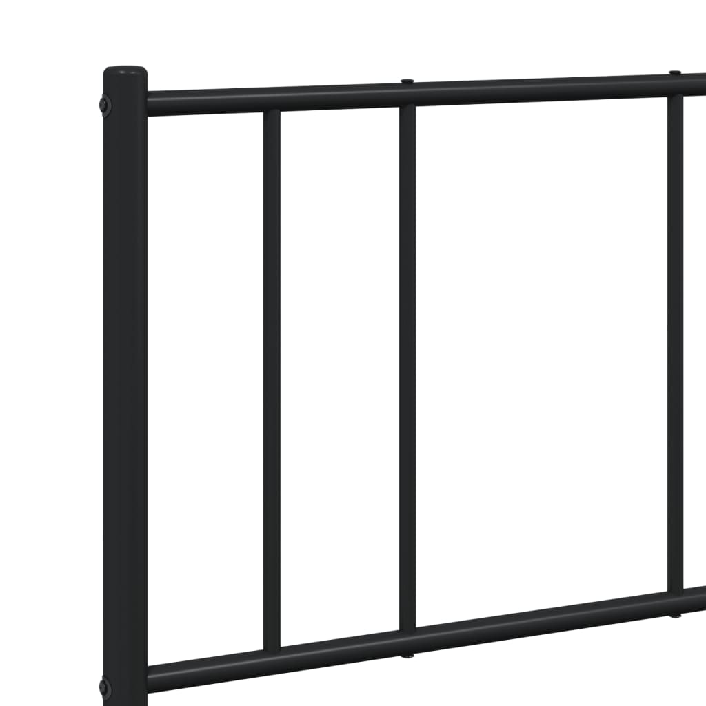 Metal Bed Frame without Mattress with Headboard Black 140x190cm