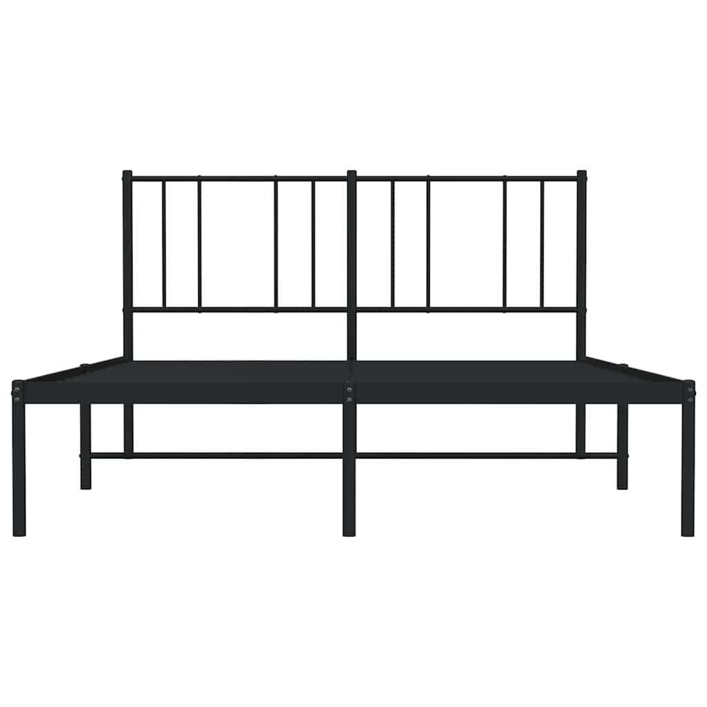 Metal Bed Frame without Mattress with Headboard Black 140x200cm