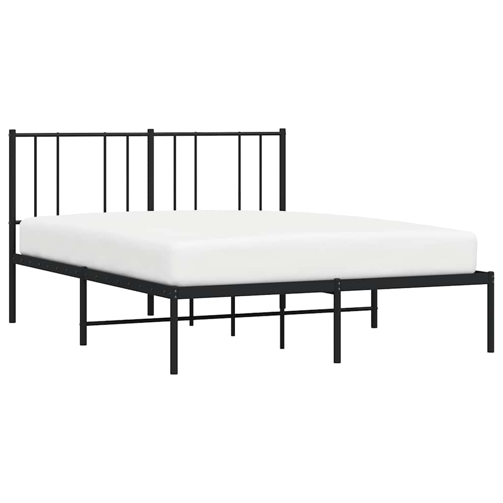 Metal Bed Frame without Mattress with Headboard Black 160x200cm
