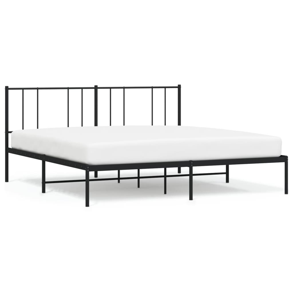 Metal Bed Frame without Mattress with Headboard Black 180x200cm