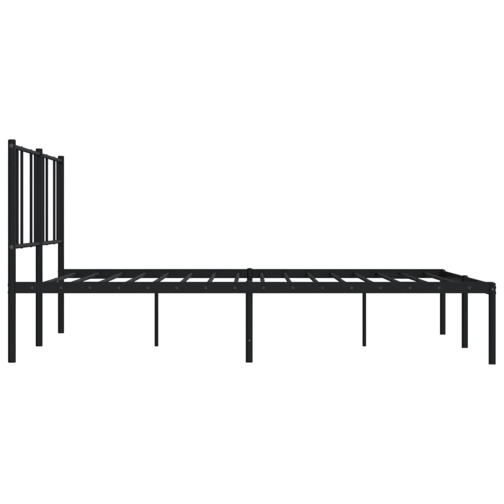 Metal Bed Frame without Mattress with Headboard Black 180x200cm