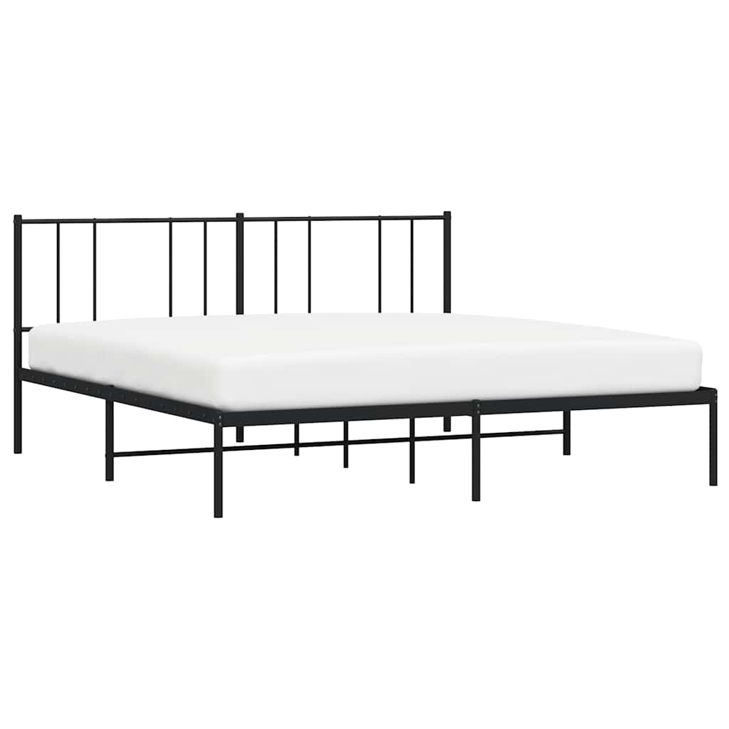 Metal Bed Frame without Mattress with Headboard Black 183x213cm