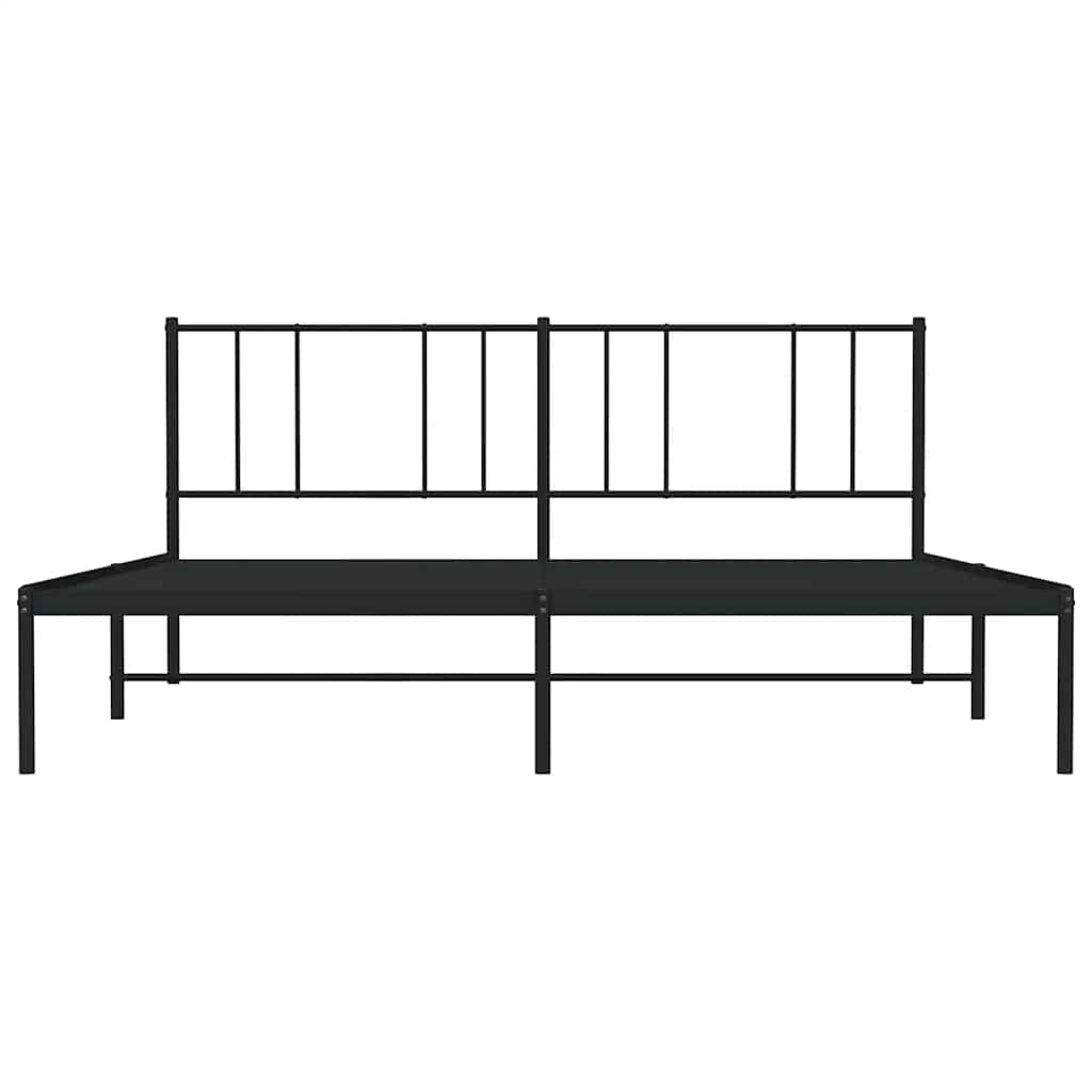 Metal Bed Frame without Mattress with Headboard Black 183x213cm