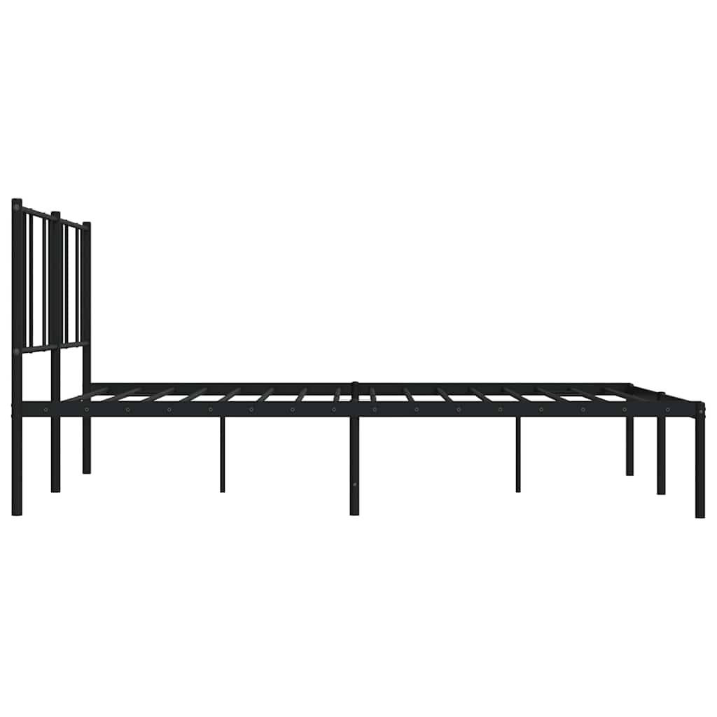 Metal Bed Frame without Mattress with Headboard Black 183x213cm